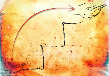 İş telefon el simgesi yaratıcı bir arka plan üzerinde