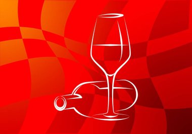 Yaratıcı bir arka plan üzerinde şarap sanat illüstrasyon