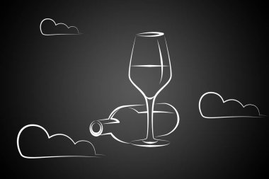 Yaratıcı bir arka plan üzerinde şarap sanat illüstrasyon