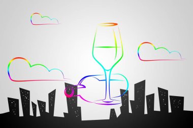 Yaratıcı bir arka plan üzerinde şarap sanat illüstrasyon