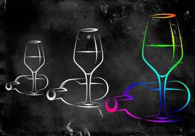 Yaratıcı bir arka plan üzerinde şarap sanat illüstrasyon