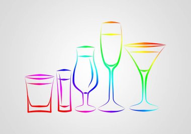 Yaratıcı bir arka plan üzerinde alkol çeşitleri