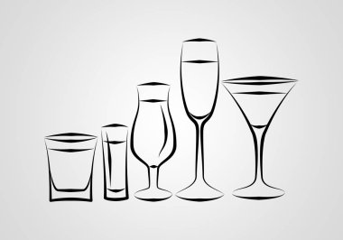 Yaratıcı bir arka plan üzerinde alkol çeşitleri