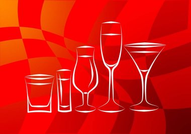 Yaratıcı bir arka plan üzerinde alkol çeşitleri