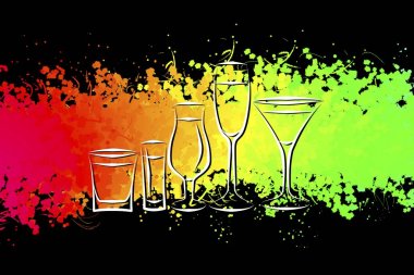 Yaratıcı bir arka plan üzerinde alkol çeşitleri