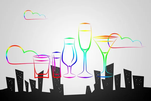 Verschiedene Arten von Alkohol auf kreativem Hintergrund — Stockfoto