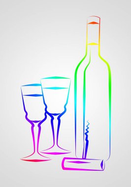 Yaratıcı bir arka plan üzerinde şarap sanat illüstrasyon