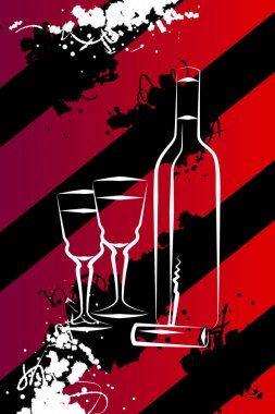 Yaratıcı bir arka plan üzerinde şarap sanat illüstrasyon