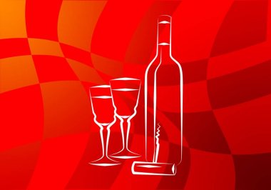 Yaratıcı bir arka plan üzerinde şarap sanat illüstrasyon