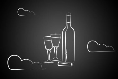 Yaratıcı bir arka plan üzerinde şarap sanat illüstrasyon