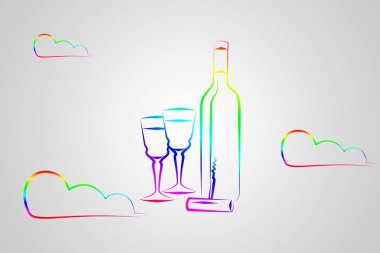 Yaratıcı bir arka plan üzerinde şarap sanat illüstrasyon