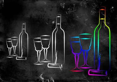 Yaratıcı bir arka plan üzerinde şarap sanat illüstrasyon