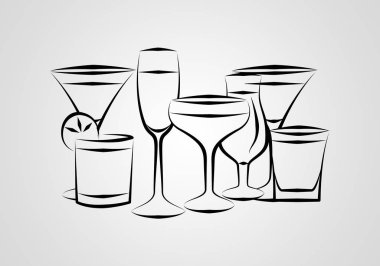 Yaratıcı bir arka plan üzerinde alkol çeşitleri