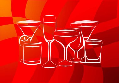 Yaratıcı bir arka plan üzerinde alkol çeşitleri