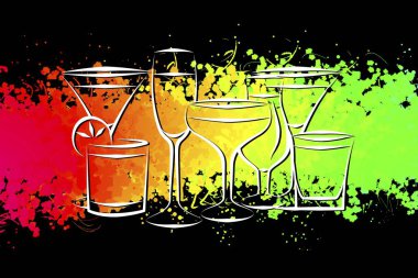 Yaratıcı bir arka plan üzerinde alkol çeşitleri