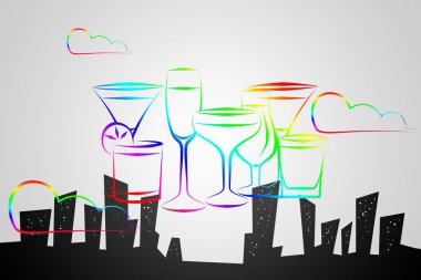 Yaratıcı bir arka plan üzerinde alkol çeşitleri