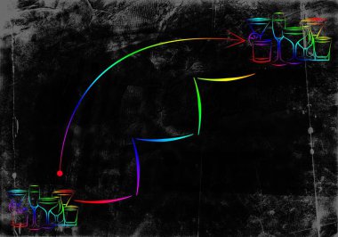Yaratıcı bir arka plan üzerinde alkol çeşitleri