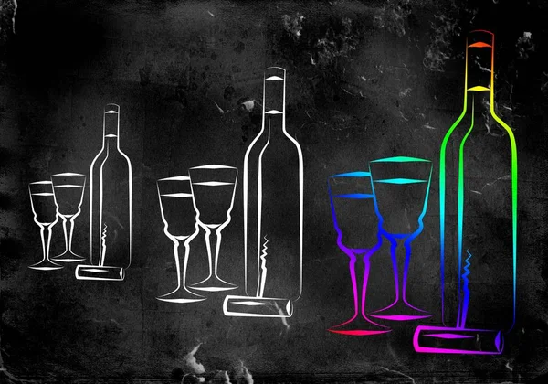 Yaratıcı bir arka plan üzerinde şarap sanat illüstrasyon
