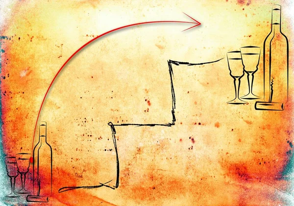 Yaratıcı bir arka plan üzerinde şarap sanat illüstrasyon — Stok fotoğraf