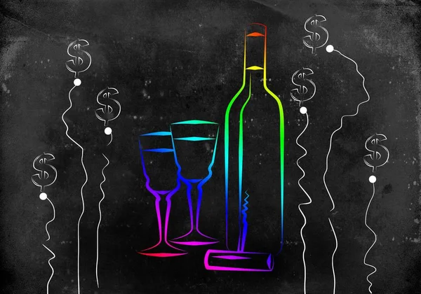 Ilustração arte do vinho em um fundo criativo — Fotografia de Stock
