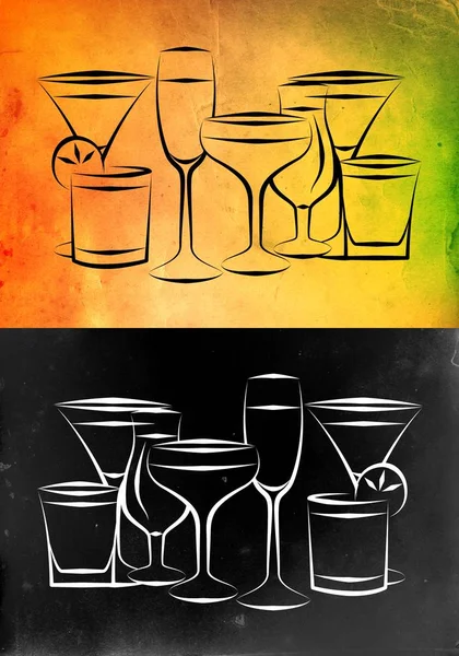 Διαφορετικά είδη αλκοόλ σε ένα δημιουργικό υπόβαθρο — Φωτογραφία Αρχείου