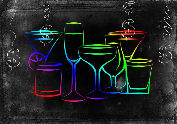 Different kinds of alcohol on a creative background — Stock Photo, Image