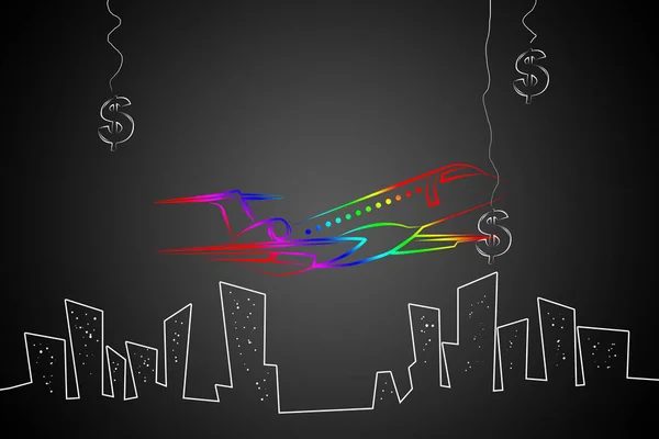 Business jet ikonen på en kreativ bakgrund — Stockfoto