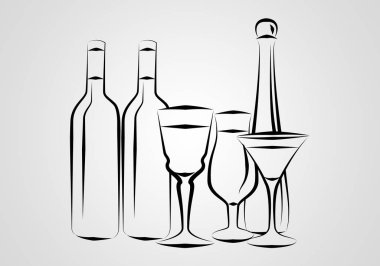 Yaratıcı bir arka plan üzerinde alkol çeşitleri