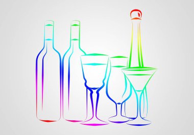 Yaratıcı bir arka plan üzerinde alkol çeşitleri