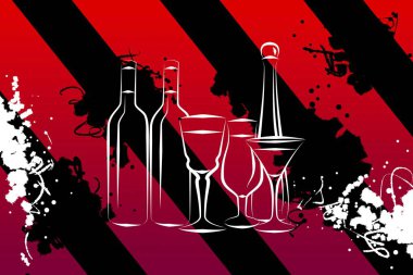 Yaratıcı bir arka plan üzerinde alkol çeşitleri