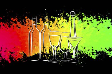 Yaratıcı bir arka plan üzerinde alkol çeşitleri