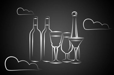 Yaratıcı bir arka plan üzerinde alkol çeşitleri