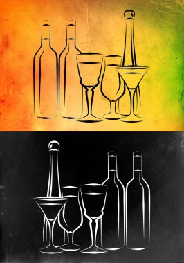 Yaratıcı bir arka plan üzerinde alkol çeşitleri