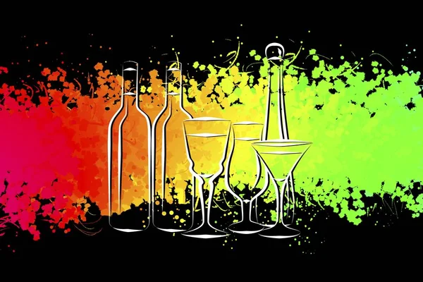 Yaratıcı bir arka plan üzerinde alkol çeşitleri