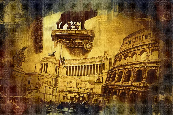 Ilustrasi seni Roma Italia — Stok Foto