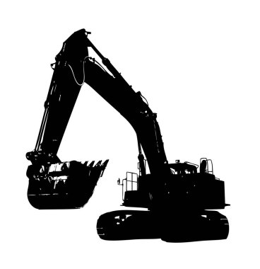 Ekskavatör illüstrasyon izole renk sanat eseri