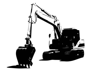 Ekskavatör illüstrasyon izole renk sanat eseri