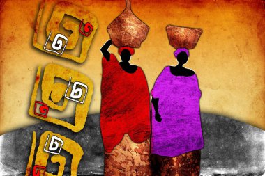 Afrikalı etnik retro-klasik illüstrasyon