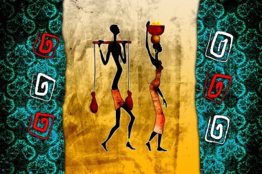 Afrikalı etnik retro-klasik illüstrasyon