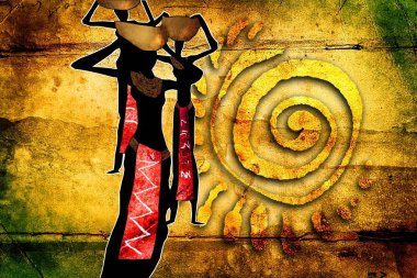 Afrikalı etnik retro-klasik illüstrasyon