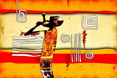 Afrikalı etnik retro-klasik illüstrasyon