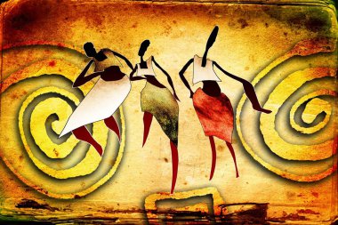 Afrikalı etnik retro-klasik illüstrasyon