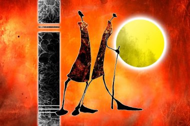 Afrikalı etnik retro-klasik illüstrasyon