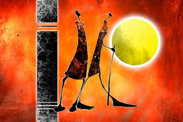 Afrikalı etnik retro-klasik illüstrasyon