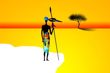 Afrikalı etnik retro-klasik illüstrasyon