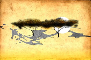 Afrikalı etnik retro-klasik illüstrasyon