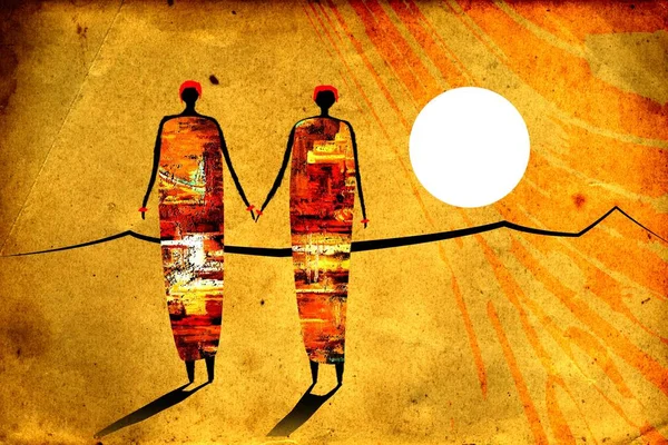 Afrikalı etnik retro-klasik illüstrasyon