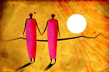 Afrikalı etnik retro-klasik illüstrasyon