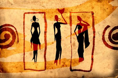 Afrikalı etnik retro-klasik illüstrasyon