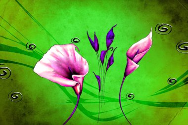 Sanat illüstrasyonu çiçekli klasik arkaplan